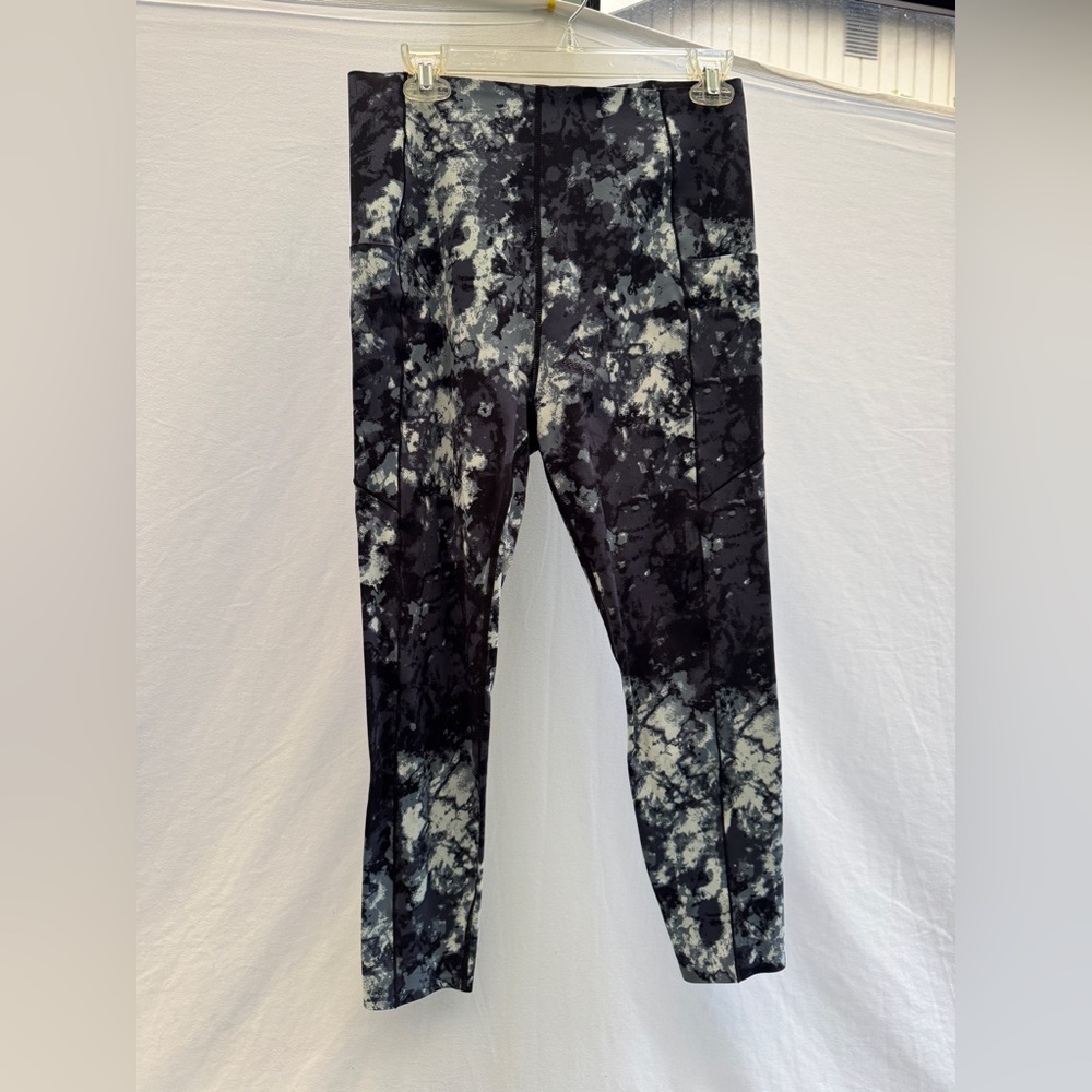 Sweaty Betty Black and White Tie-Dye Leggings